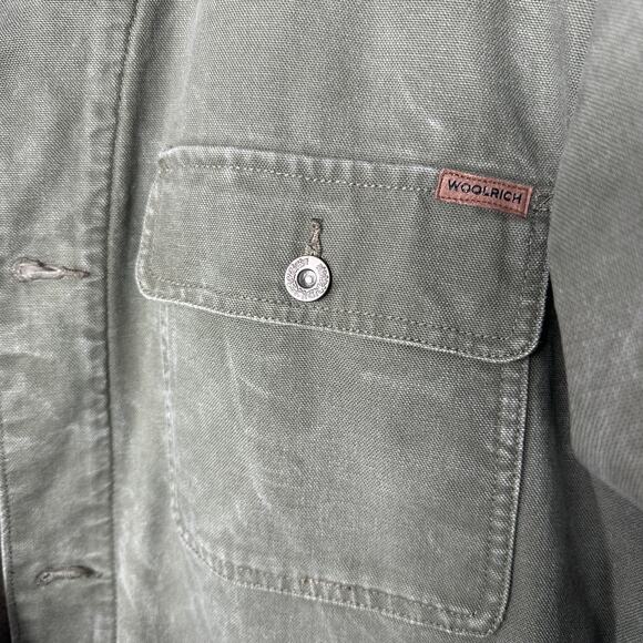 Woolrich Sherpa Lined Trucker Jacket Mens XXL Green Cotton Canvas Corduroy - Picture 12 of 15